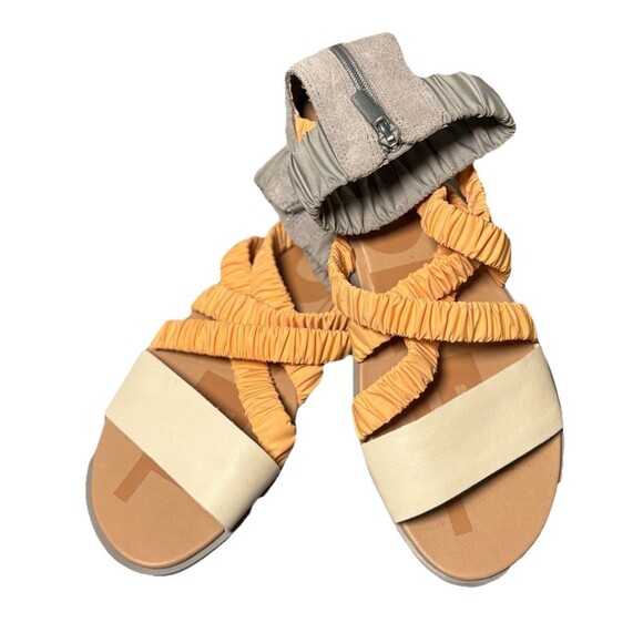 Sorel Ella II Ankle-Strap Leather Sandal Women’s Size 9 Orange Gray - Picture 12 of 14